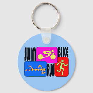 Llavero TRI Triathlon Swim Bike Run BRIGHT Square Design
