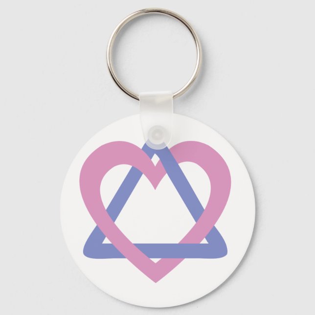 Llavero Triángulo de adopción azul rosa (Anverso)