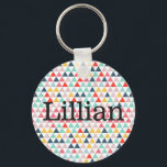 Llavero Triángulos de color de circo<br><div class="desc">Colección de patrones triangulares de colores de circo brillantes y vibrantes. Busca piezas de personalizable,  perfectas para fiestas,  bebés,  y todo lo demás.</div>