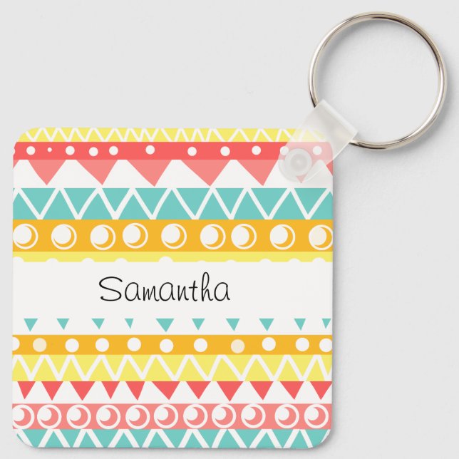 Llavero Triángulos Y Círculos Coloridos (Reverso )