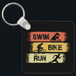 Llavero Triatlón - Huida en bicicleta de natación<br><div class="desc">Diseño de triatlón para un triatleta para el próximo entrenamiento de triatlón.</div>