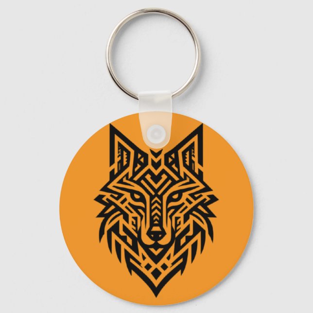 Llavero Tribal Wolf Head Keychain – Bold & Wild Style (Anverso)