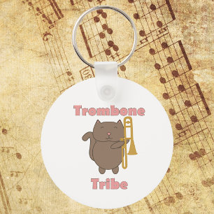 Llavero Tribu de Trombón Gatito Lindo Letras Rosadas