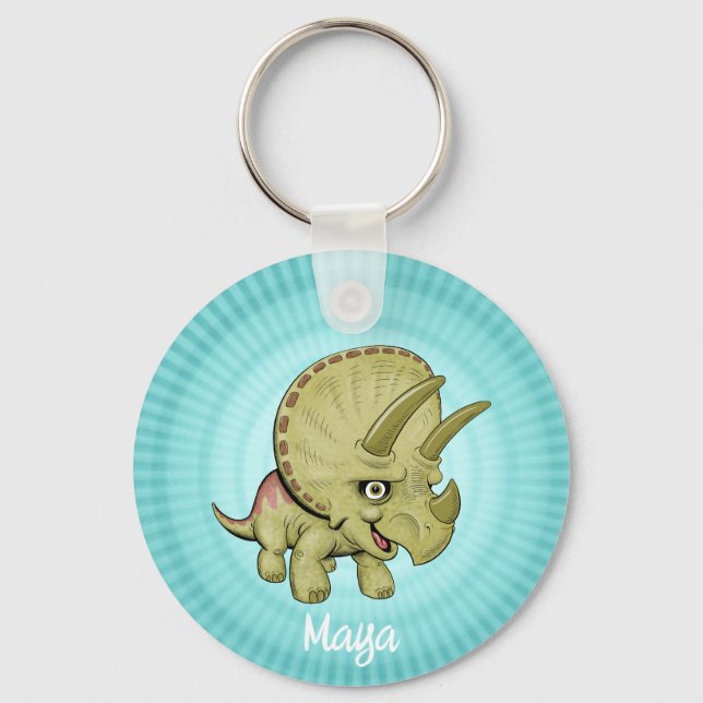 Llavero Triceratops Lindo Personalizado (Anverso)