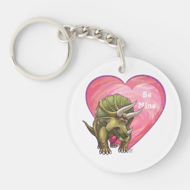Llavero Triceratops Red Rose Heart (Frente)