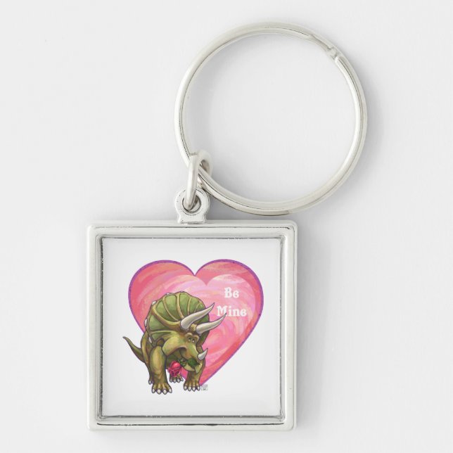 Llavero Triceratops Red Rose Heart (Frente)