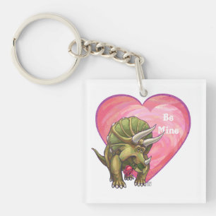 Llavero Triceratops Red Rose Heart