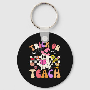 Llavero Trick O Teach Groovy Teacher Halloween Retro Flor