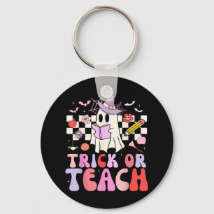 Llavero Trick O Teach Groovy Teacher Halloween Retro Flor