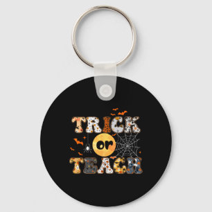 Llavero Trick O Teach Groovy Teacher Halloween Retro Flor