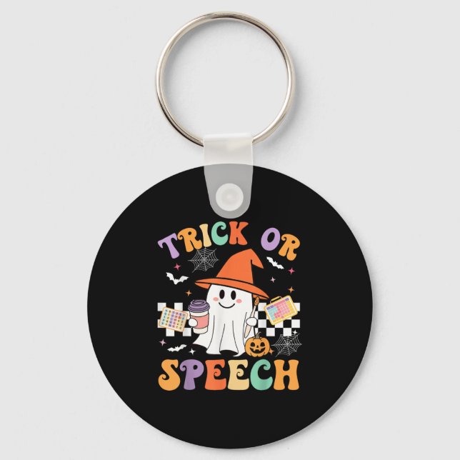Llavero Trick Or Speech Halloween Slp Retro Speech Therapy (Anverso)