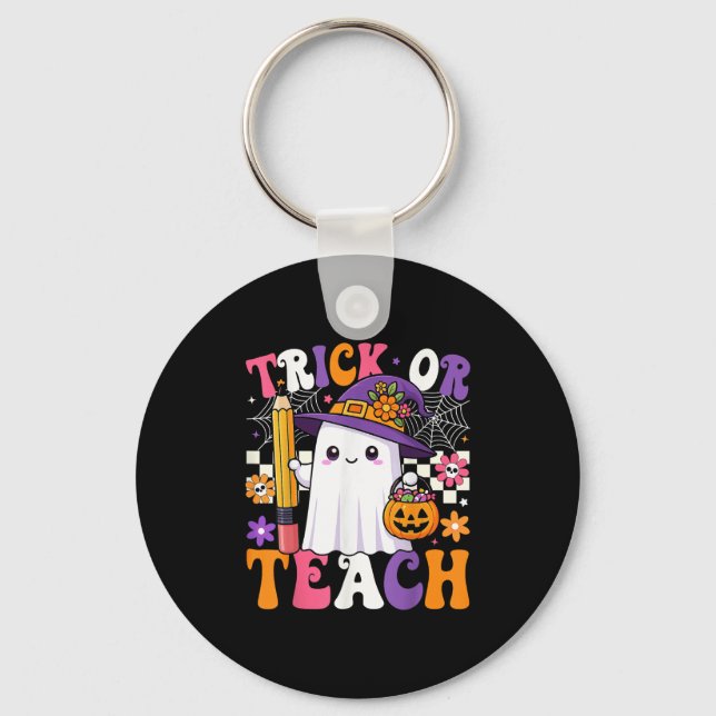 Llavero Trick Or Teach Teacher Pencil Ghost Funny Hallowee (Anverso)