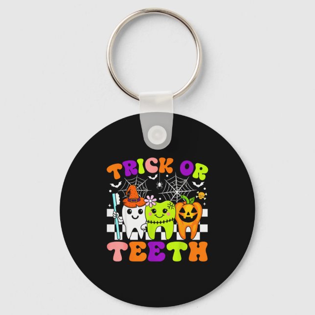 Llavero Trick Or Teeth Funny Dental Halloween Costumes Tre (Anverso)