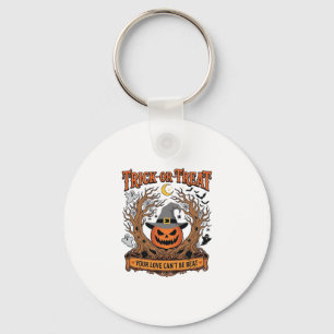 Llavero Trick Or Treat Halloween Calabaza Bruja Sombrero E