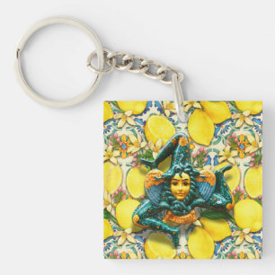 Llavero Trinacria Sicily Medusa Italia Orgullo Lemon Tile