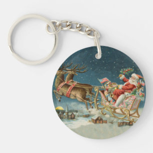 Llavero Trineo Antiguo de Navidad de Papá Noel Reno