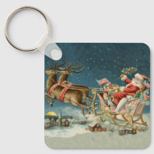 Llavero Trineo Antiguo de Navidad de Santa Claus Reno