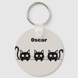 Llavero Trío Adorable de Gatos Negros