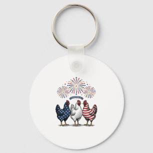Llavero Trio de pollo patriótico grabado vintage vector De