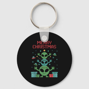 Llavero Trío Divertido de Alien Feliz Navidad Gorro de San