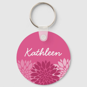 Llavero Trío floral rosado de bonito con nombre
