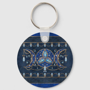 Llavero Triple adorno lunar con piedra lunar