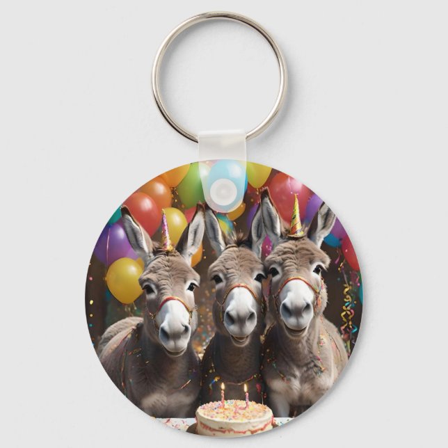 Llavero Triple de la alegría: el cumpleaños de una trilliz (Anverso)