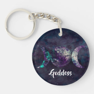 Llavero Triple Diosa Luna Universo Personalizado