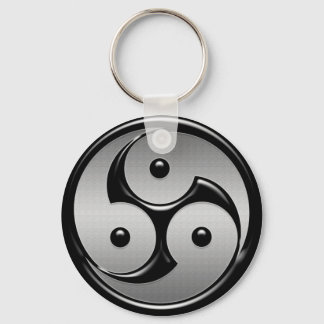 Llavero Triple Yin Yang - Negro Metalizado y brillante