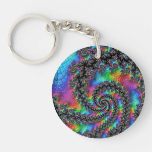 Llavero Trippy Hippie Psicodélico Arcoíris Espiral Fractal