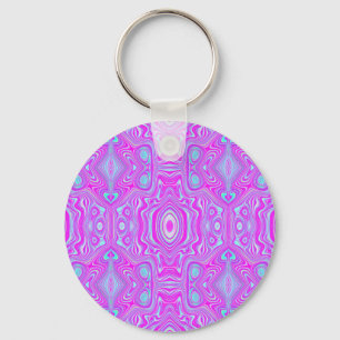 Llavero Trippy Hot Pink and Aqua Blue Abstract Pattern