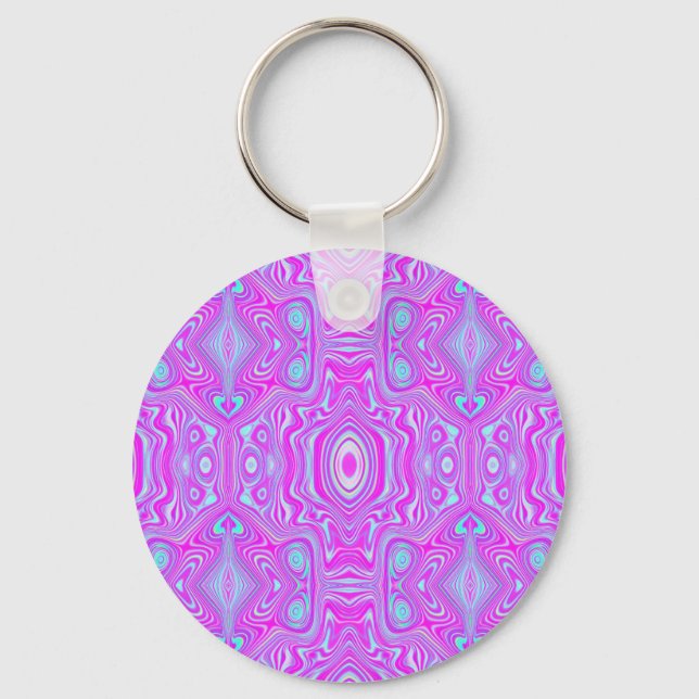 Llavero Trippy Hot Pink and Aqua Blue Abstract Pattern (Anverso)