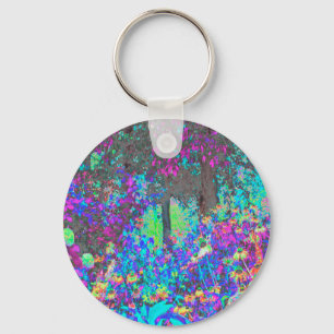Llavero Trippy Lime Green and Purple Garden Sunrise