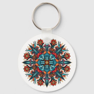 Llavero Trippy Psicodélico Groovy Mushroom Mandala Eyes