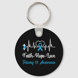 Llavero Trisomy 18 Conciencia Heartbeat Cruz Cristiana Fai