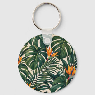 Llavero Tropical con Monstera y Strelitzia