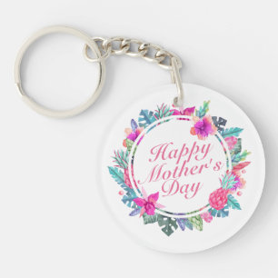 Llavero Tropical Happy Mother's Day Floral Frame Keychain