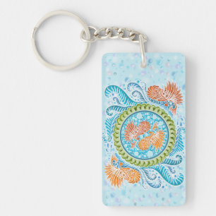 Llavero Tropical Koi Mandala Vibrante Ocean Zen Art