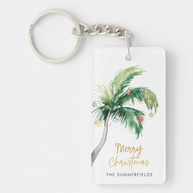 Llavero Tropical Palm Tree Christmas Holiday Keepsake (Frente)