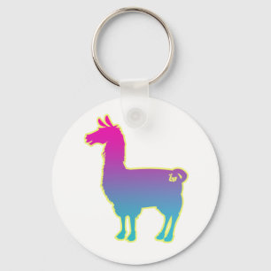 Llavero tropical rosado de la llama