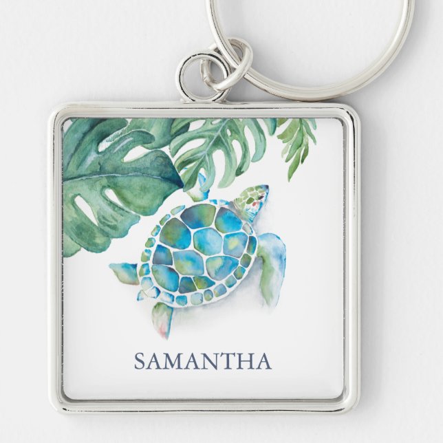Llavero Tropical Sea Turtle Keychain personalizable (Frente)