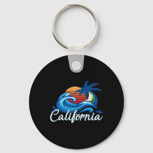 Llavero Tropical Sunset Cali Beach Waves Surfing Usa Calif