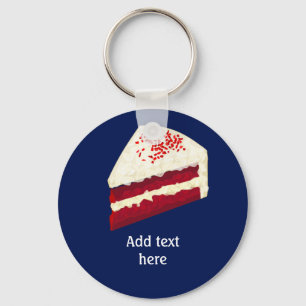 Llavero Trozo de tarta de terciopelo rojo con tu nombre, c