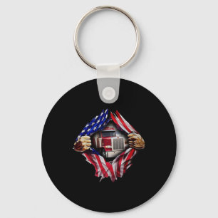 Llavero Trucker Driver American Flag Truck