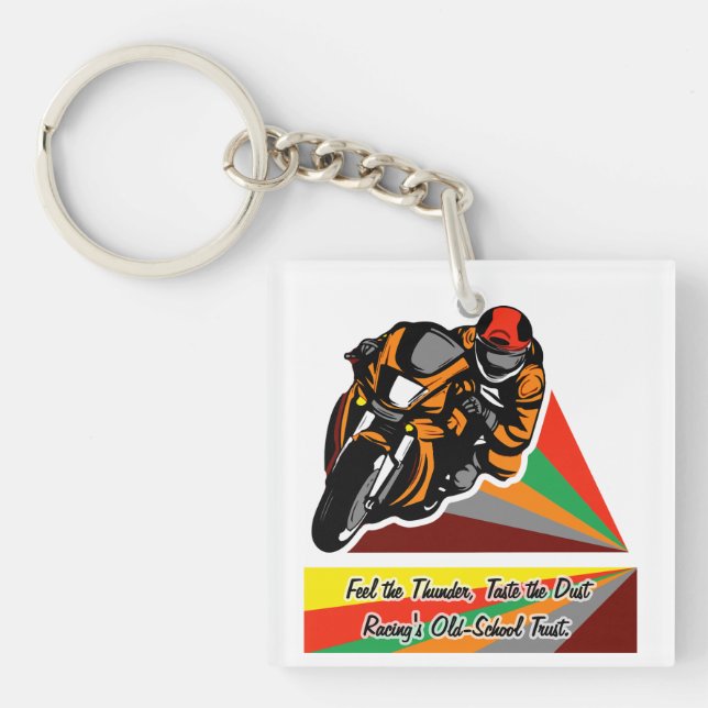 Llavero Trueno y polvo: vibraciones de Carreras retro (Frente)