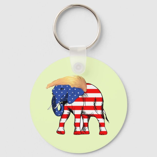 Llavero Trump Bad Hair Elephant Button Keychain, ZSSG (Anverso)
