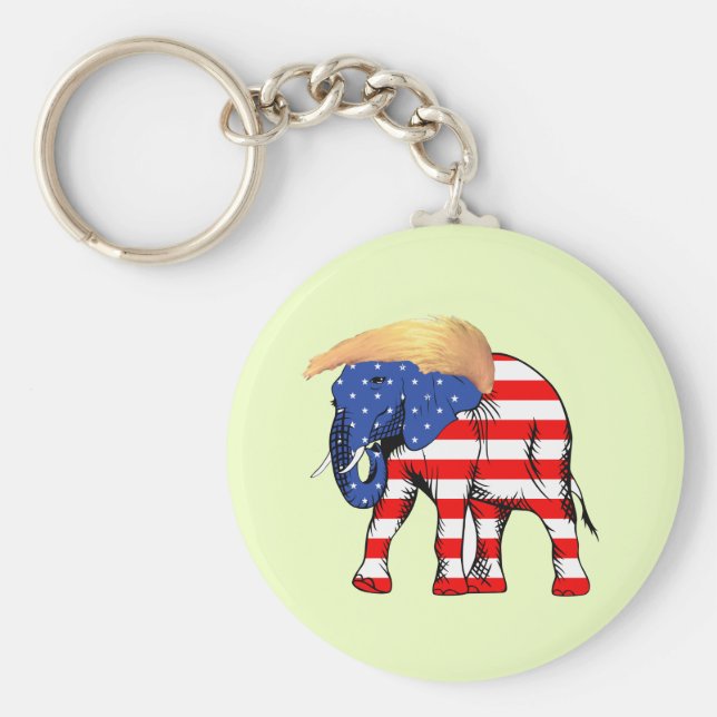 Llavero Trump Bad Hair Elephant Button Keychain, ZSSG (Frente)