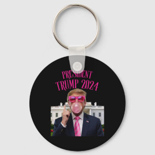 Llavero Trump Ganó 2025 Presidente Trump Soplando Chicle 