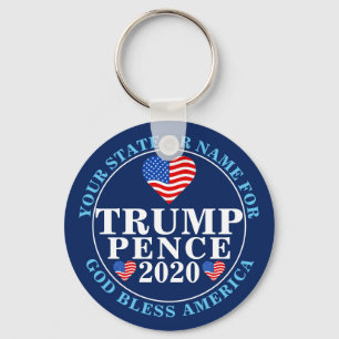 Llavero Trump Pence 2020 Hearts Añade Tu Nombre O Estado