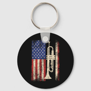 Llavero Trumpet Usa Bandera Estadounidense Shirt Jazz Musi